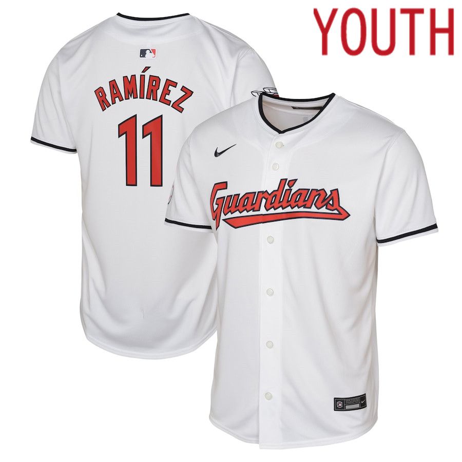 Youth Cleveland Guardians #11 Jose Ramirez Nike White Home Limited Player MLB Jersey->youth mlb jersey->Youth Jersey